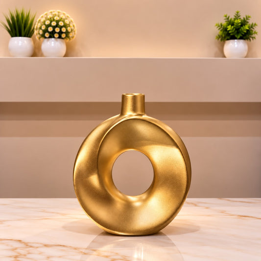 Golden Sculptural Ring Vase [fiber]