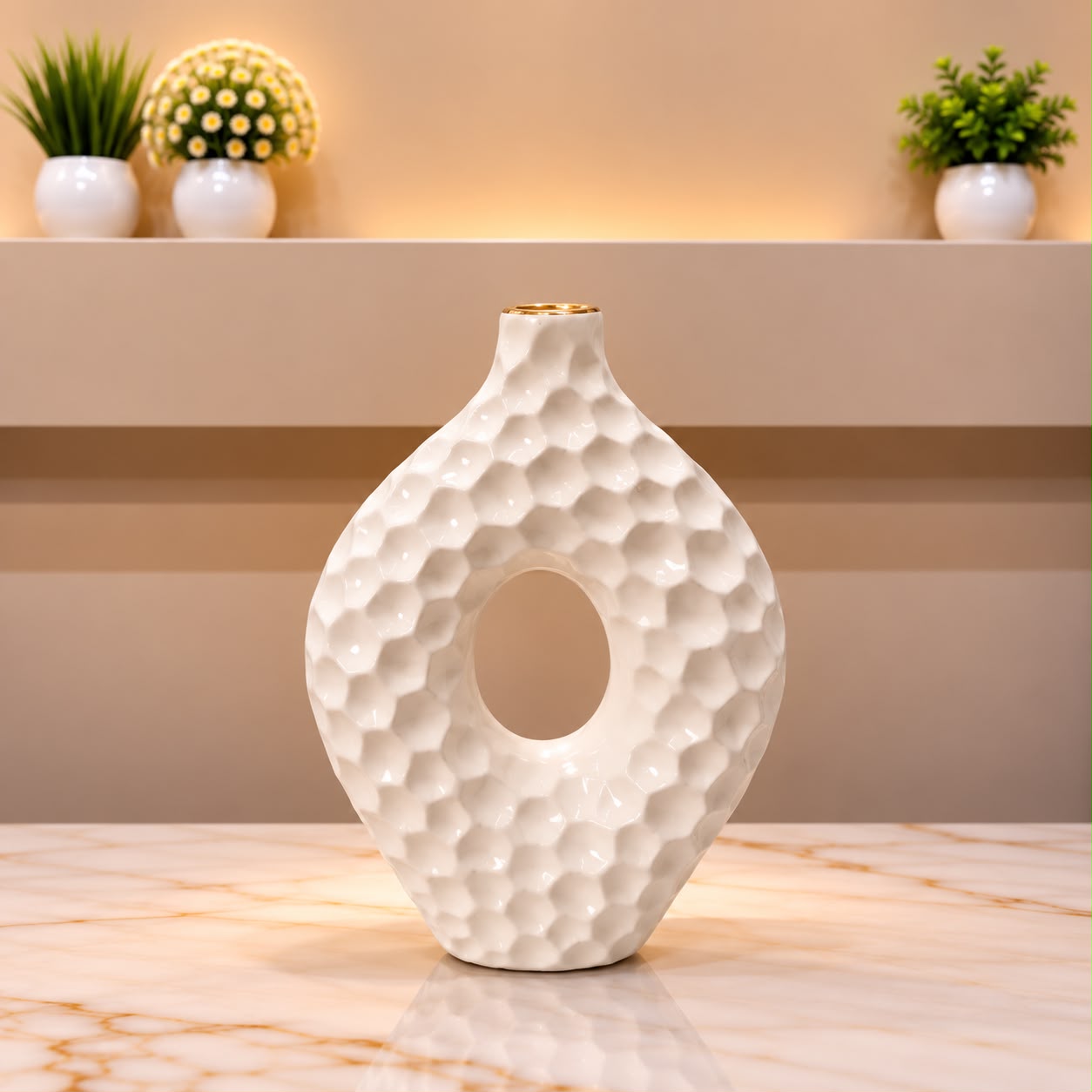 Elegant Textured Hollow Vase [ceramic]