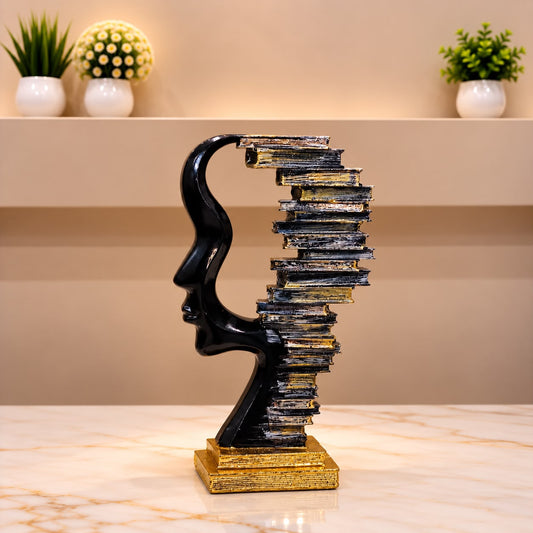Modern Black &amp; Gold Abstract Face Sculpture[fiber]