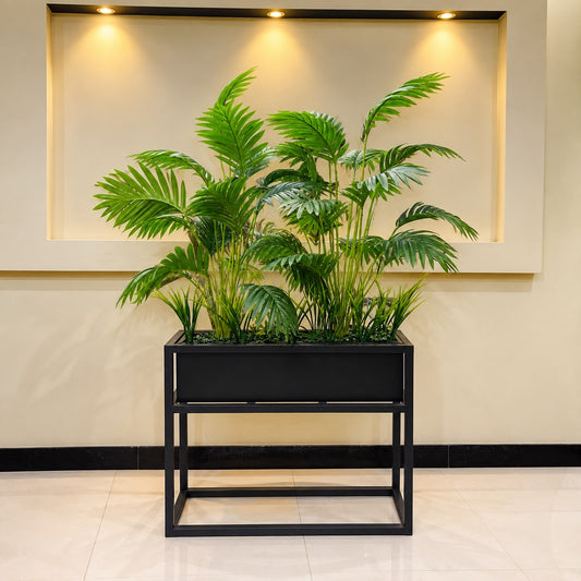 Artificial Areca Palm Floor Plant – Premium Black Planter Stand [kiyari]