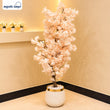Artificial Peach Blossom Tree with White &amp; Gold Planter
