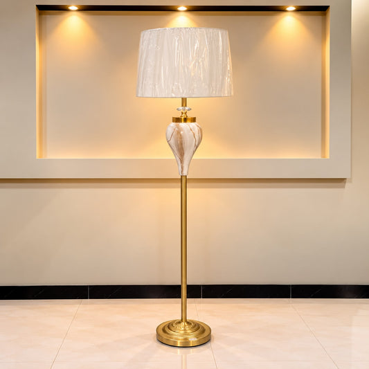 Luxury Gold Crystal &amp; Fiber Vase Floor Lamp