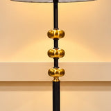Modern Black &amp; Gold Standing Floor Lamp with Grey Fabric Shade