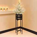 Artificial White Blossom Plant with Black &amp; Gold Metal Stand