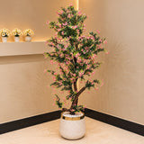 Artificial Pink Blossom Tree with White &amp; Gold Planter