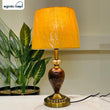 Wood Crystal Table Lamp Pair
