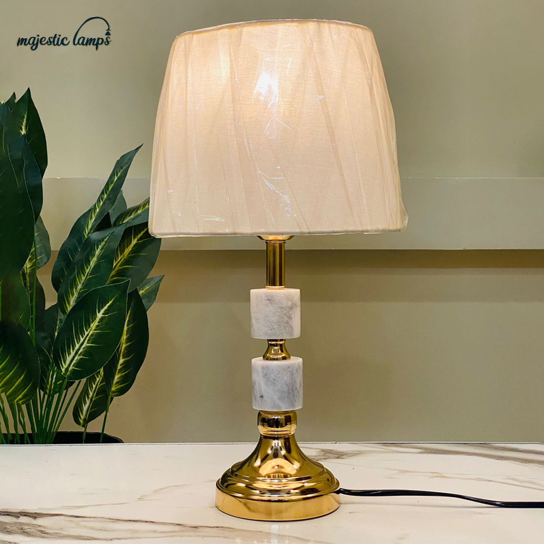 Marble Double Step Table Lamp Pair