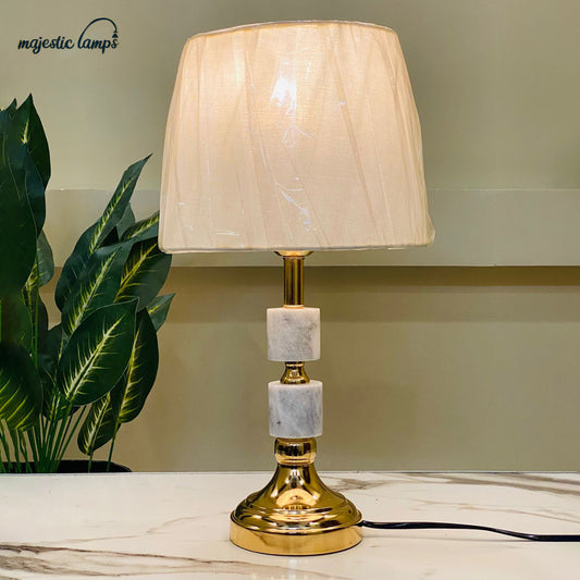 Marble Double Step Table Lamp Pair