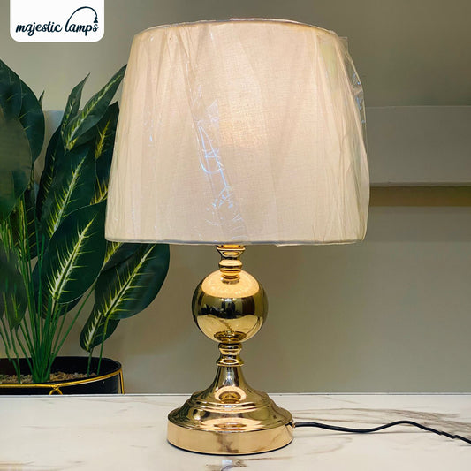 Golden Ball Table Lamp Pair