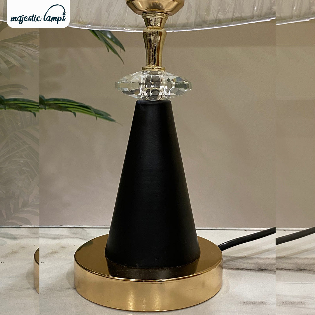 V Cone Crystal Table Lamp Pair